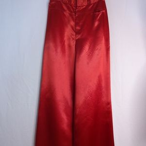 Vtg Red Satin Wide Leg Pants